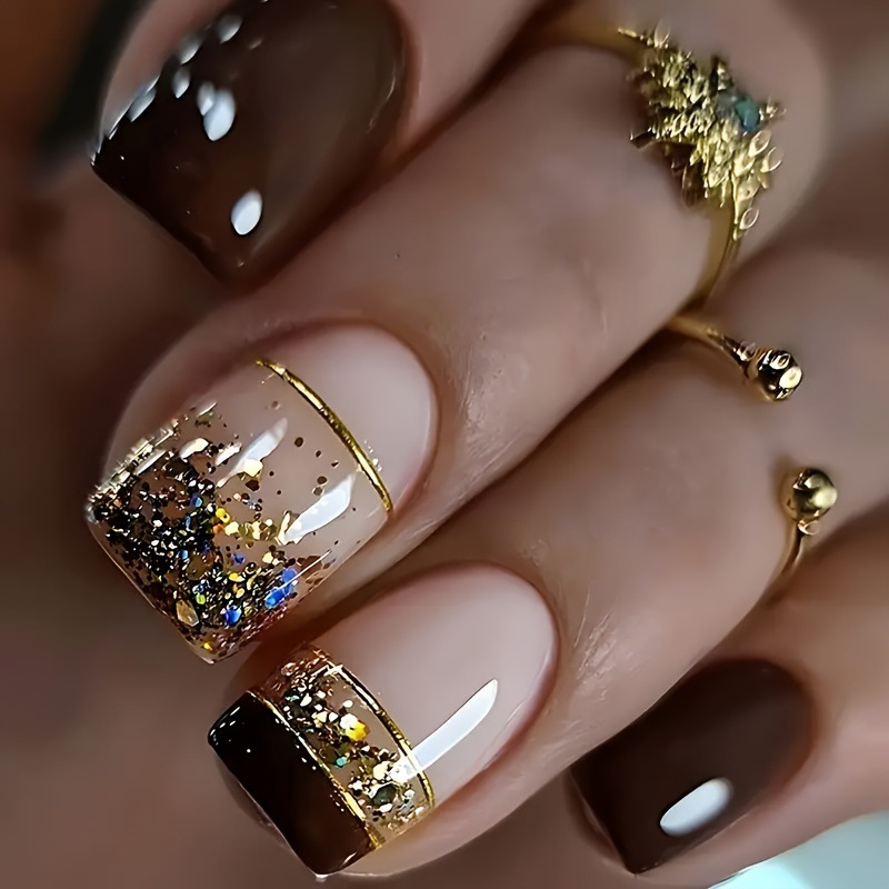Press On Nail Set - Short Square fake nails for women