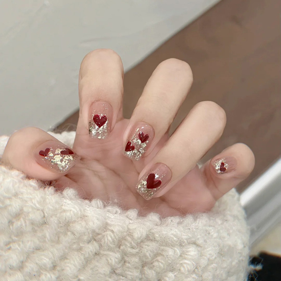 Press On Nail Set - 24pcs/set Short Square fake nails for