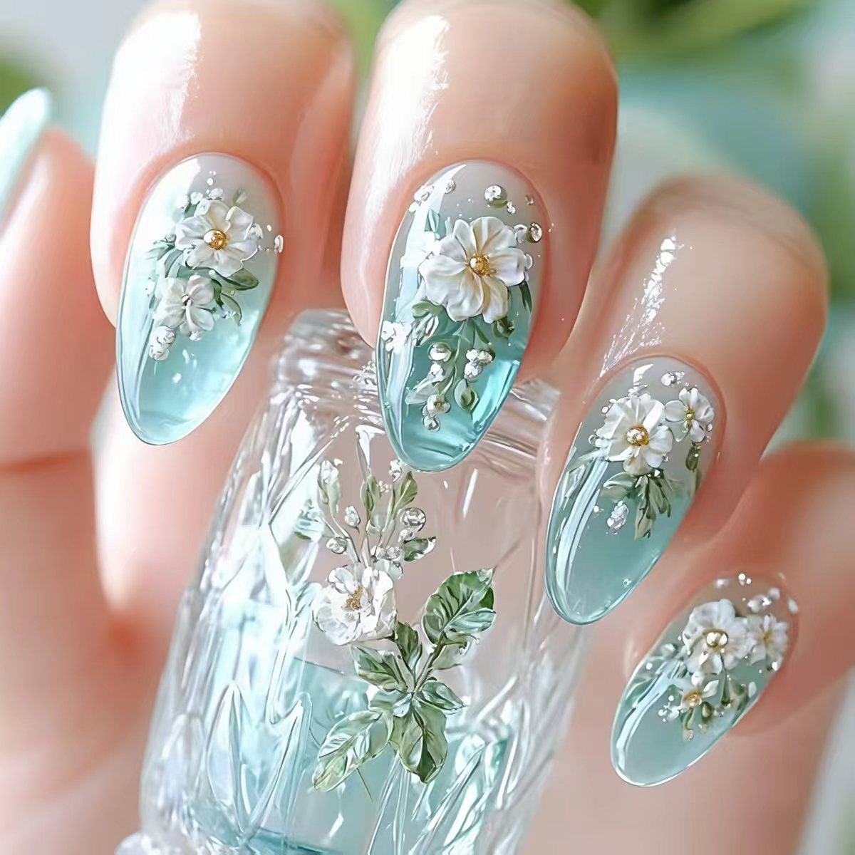 Press On Nail Set - Medium fake nails for women girls
