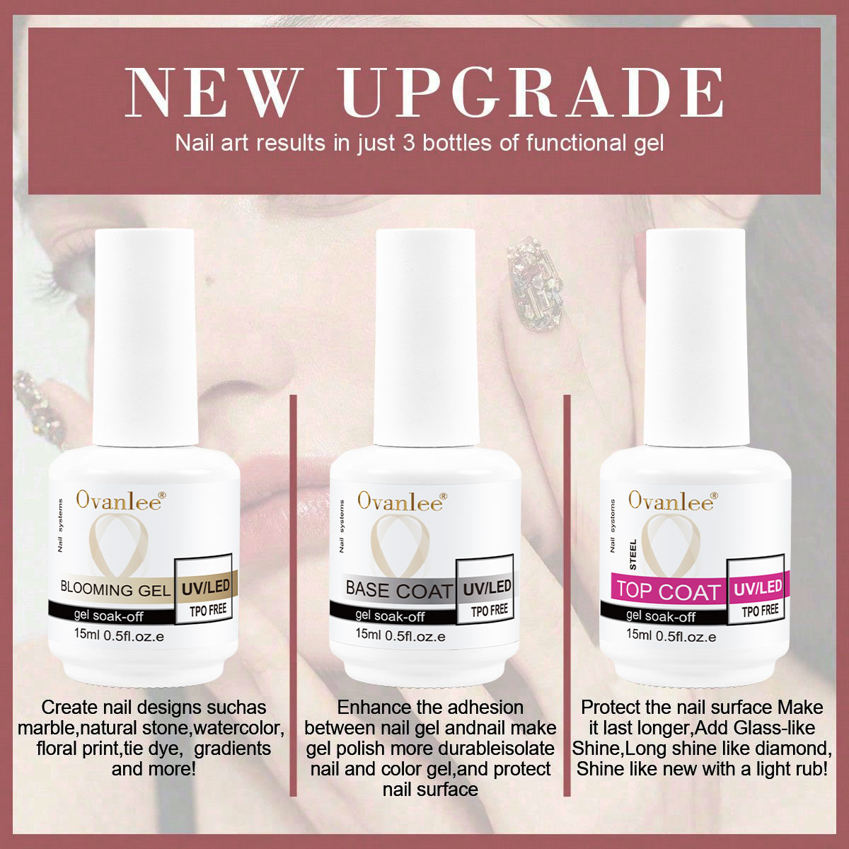 Nail Art Glossy - Manicure Blooming Gel Base Coat And