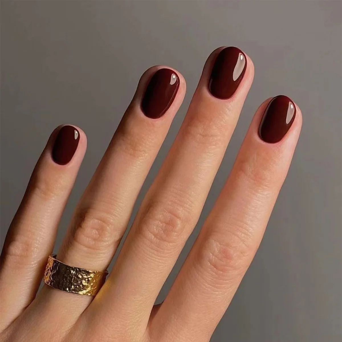 Nail Art Glossy - 24Pcs Solid Color Press on Nails