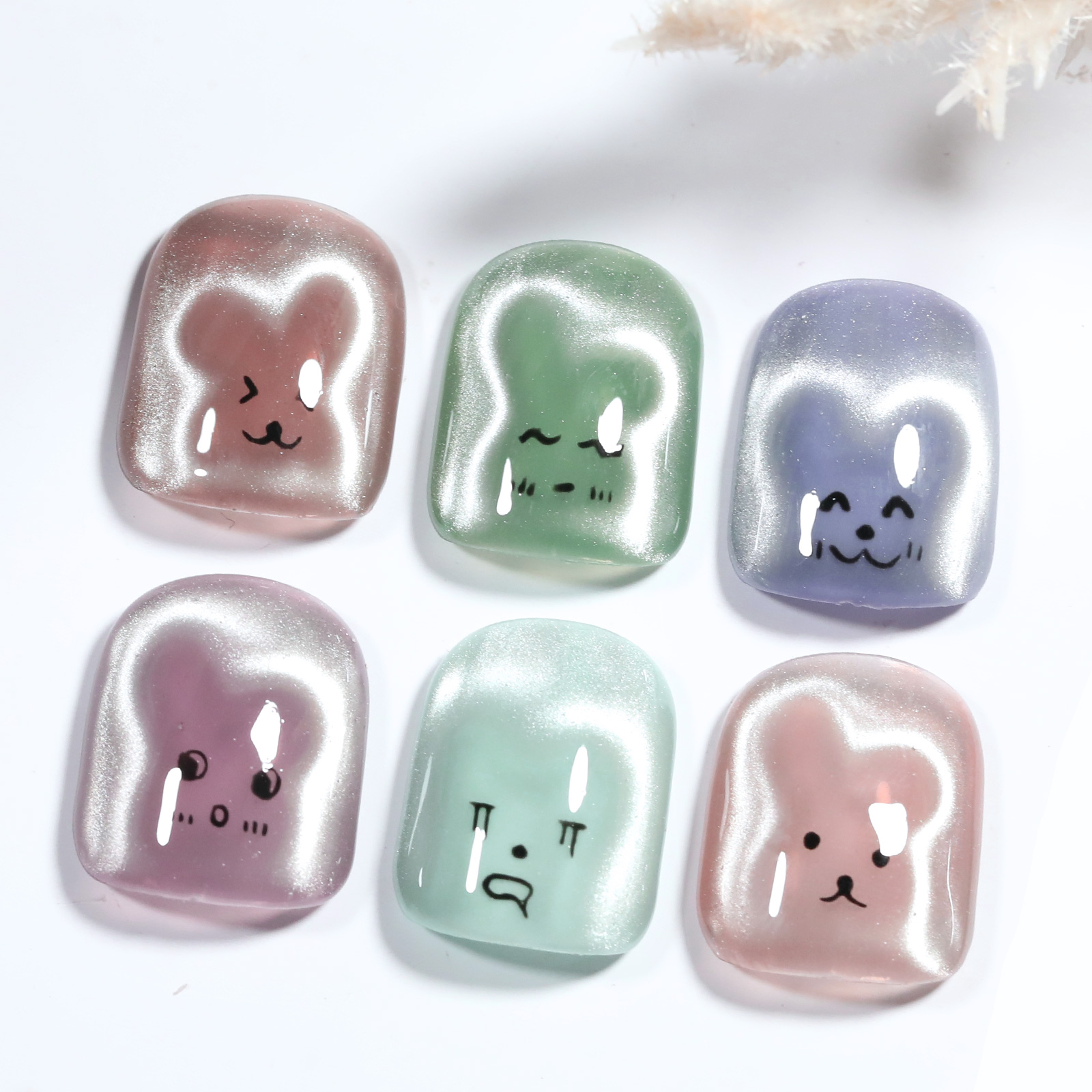 1/4Pcs Rabbit Bear Heart Shape - Nail Gel Polish Set 评论和价格