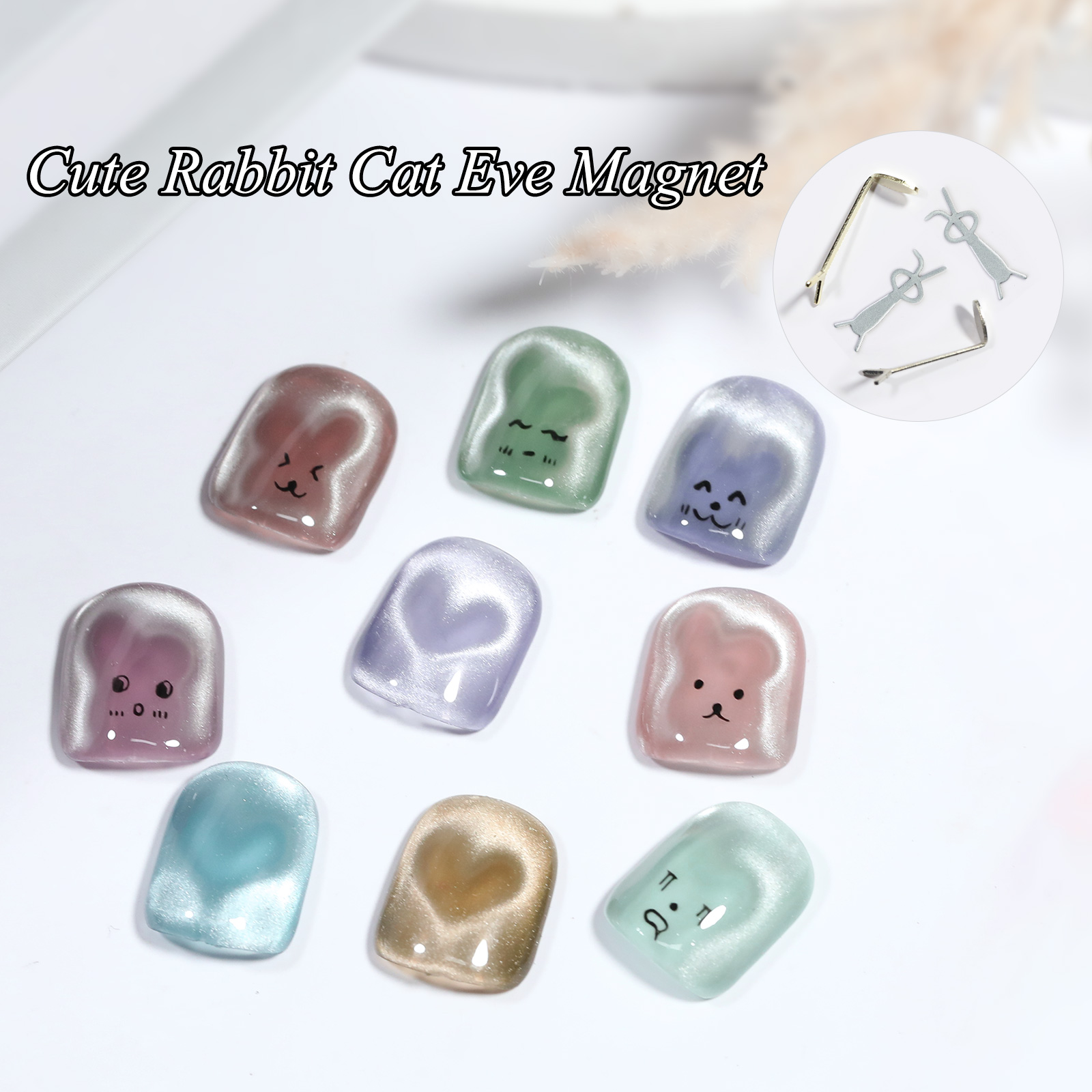 1/4Pcs Rabbit Bear Heart Shape - Nail Gel Polish Set 评论和价格