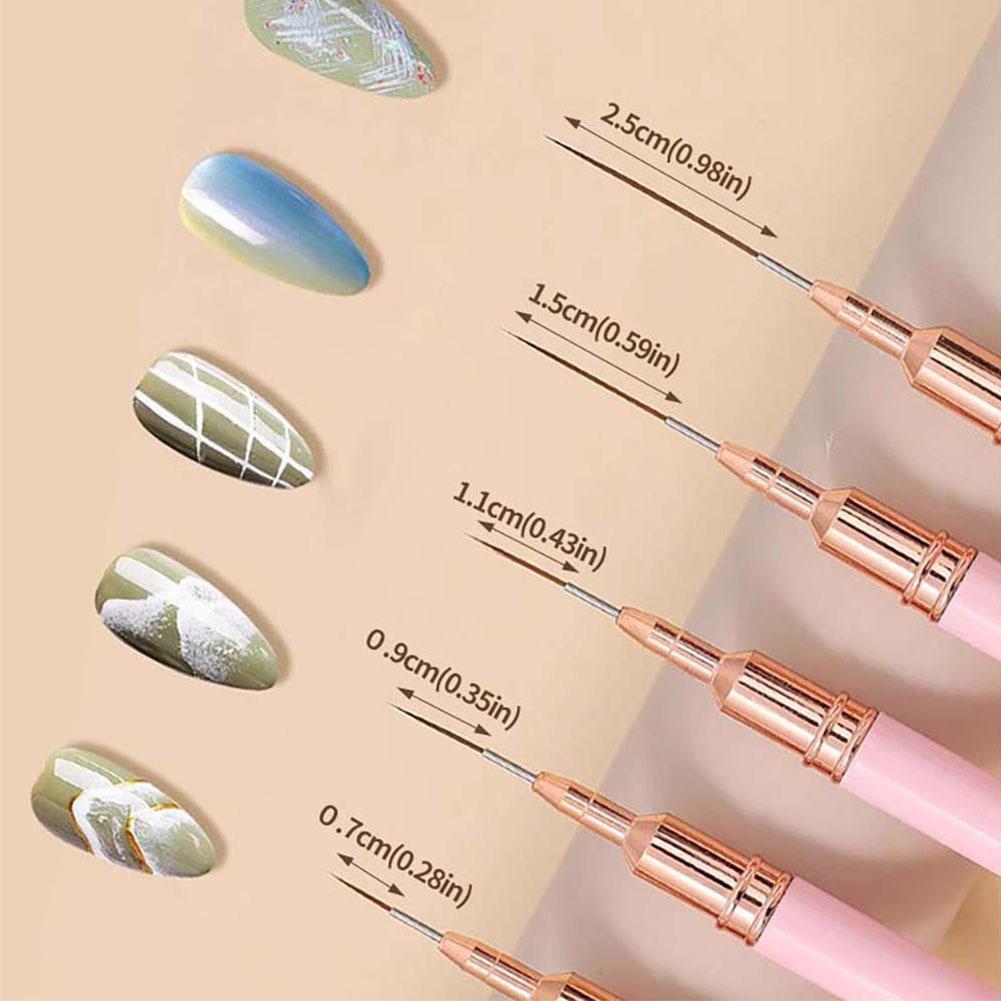 5PCS Nail Art Liner Brush Set  - Nail Gel Polish Set 评论和价格