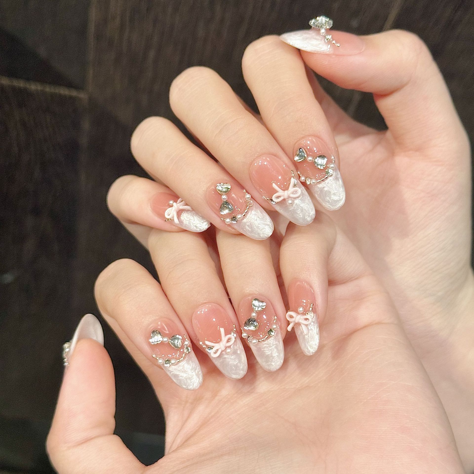 10pcs Handmade Press on Nails  - Nail Art Pink Cat Eye 评论和价格
