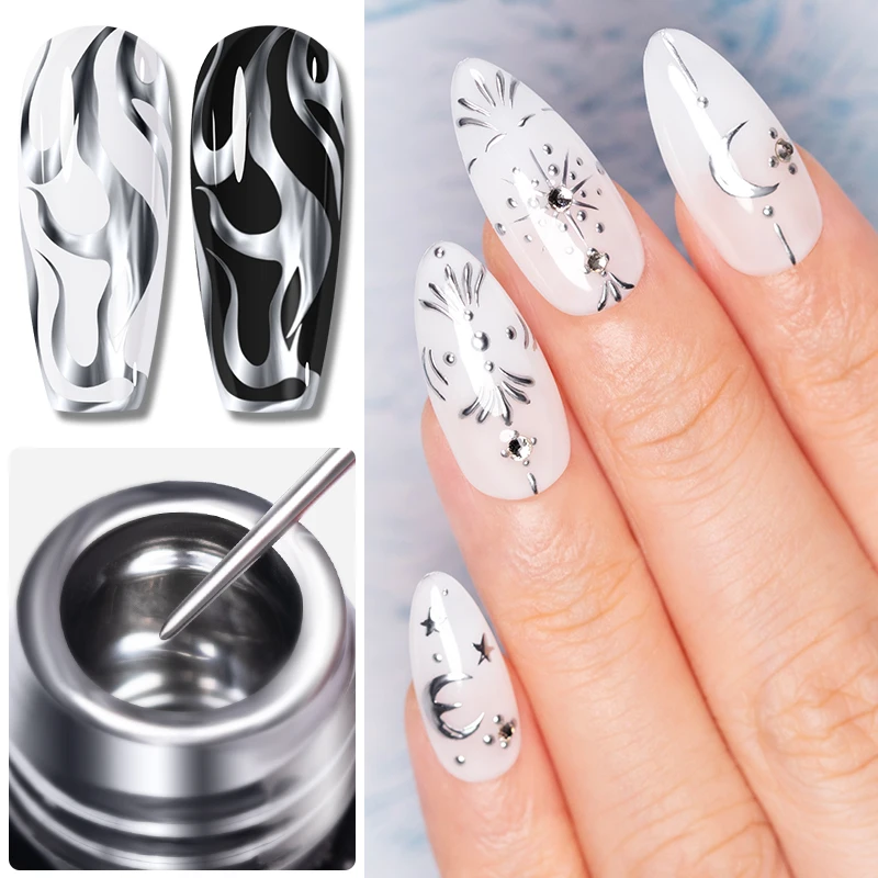 5ml Golden Silvery Metallic Pa - Nail Art Chrome 评论和价格