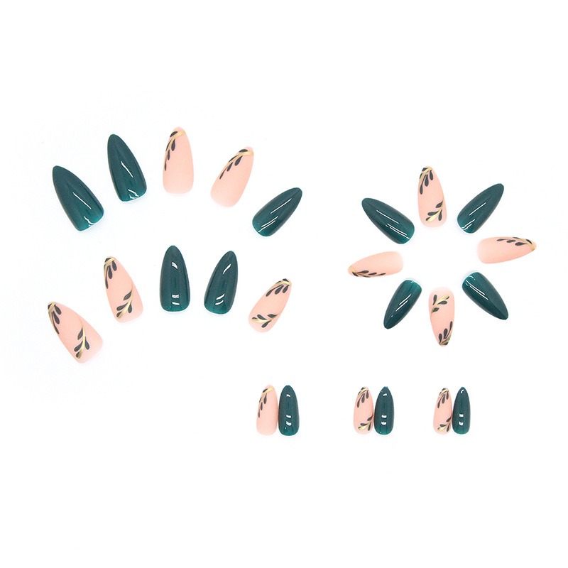 24P/Set Medium-length Almond P - Press On Nail Set 评论和价格