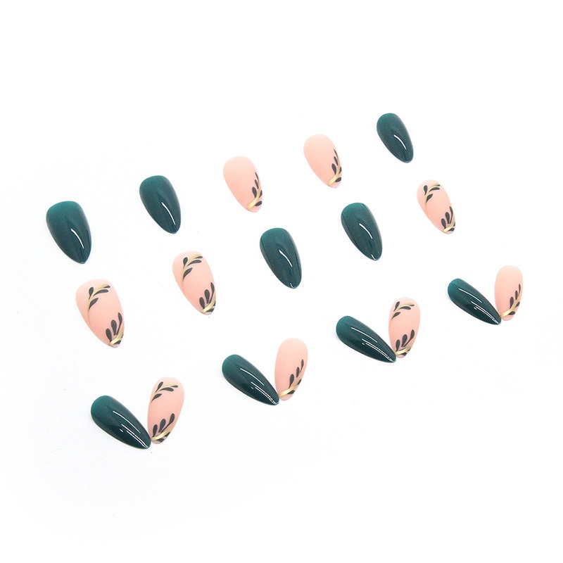24P/Set Medium-length Almond P - Press On Nail Set 评论和价格