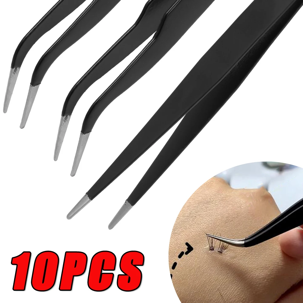 10PCS Curved Tip Eyelash Exten - Nail Extension Form 评论和价格