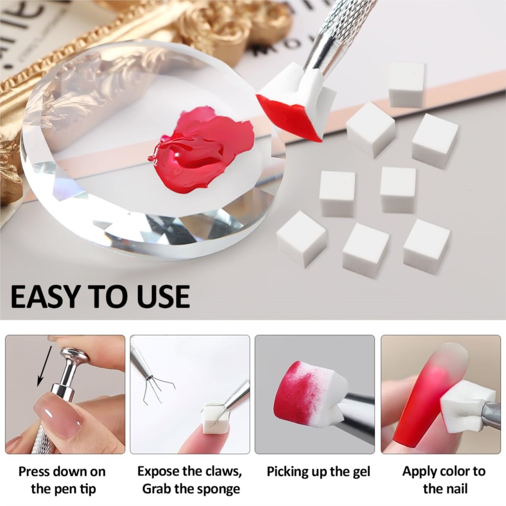 50/100Pcs White Mini Nail Spon - Nail Art Chrome 评论和价格