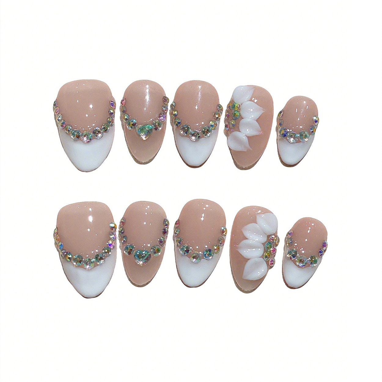 10pcs Short Almond Handmade Pr - Press On Nail Set 评论和价格