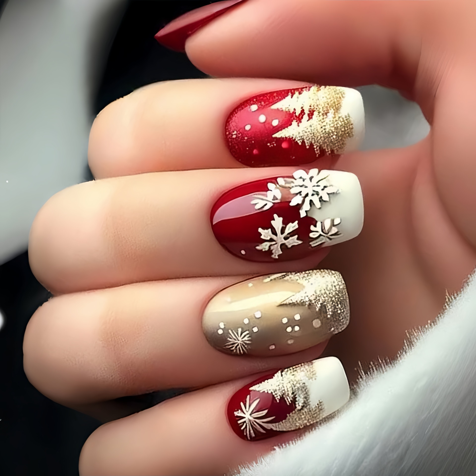 Medium fake nails for Christma - Press On Nail Set 评论和价格
