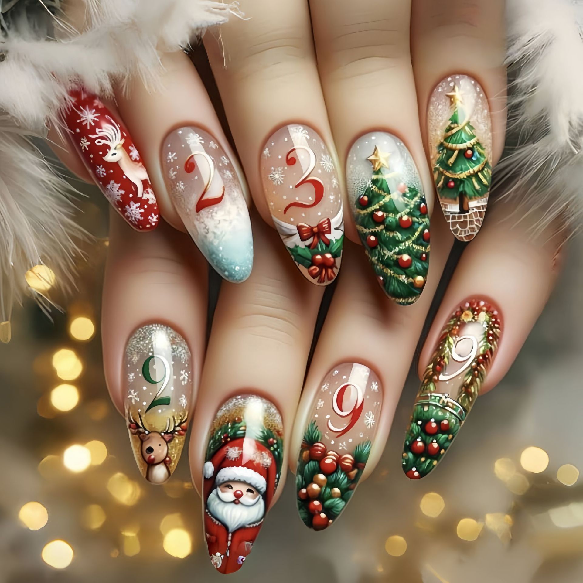 Medium fake nails for Christma - Press On Nail Set 评论和价格