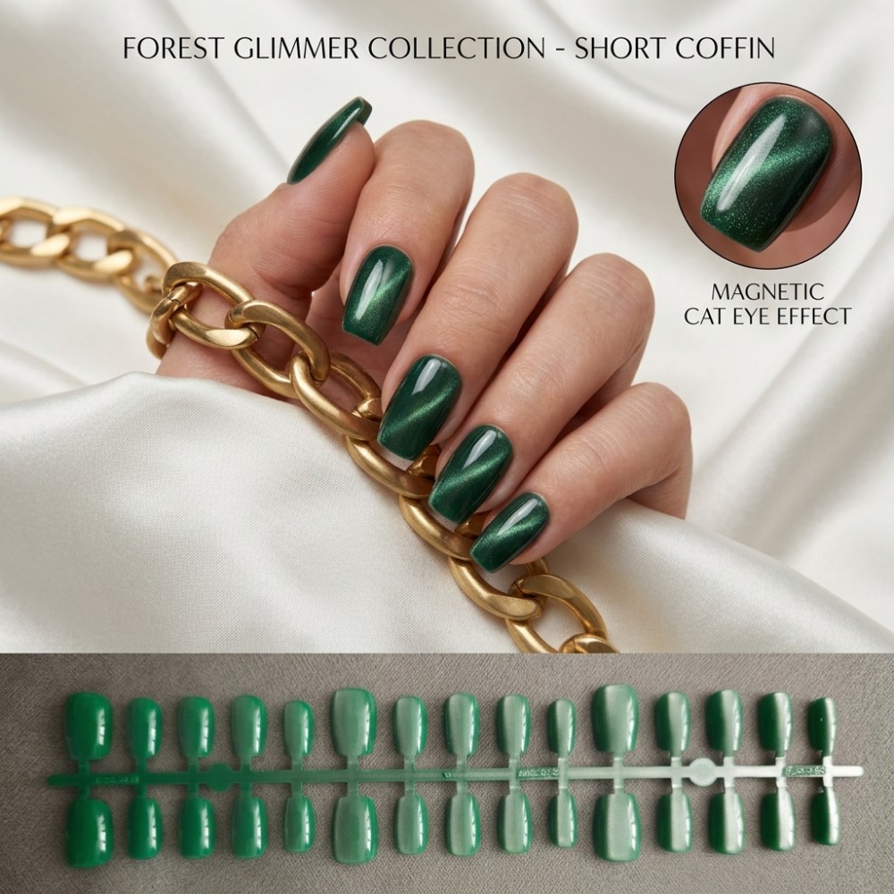 24PCS Forest Glimmer Collectio - Press On Nail Set 评论和价格
