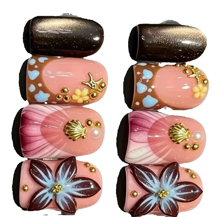 10Pcs/set Nude Pink Gradient S - Nail Art Pink Cat Eye 评论和价格