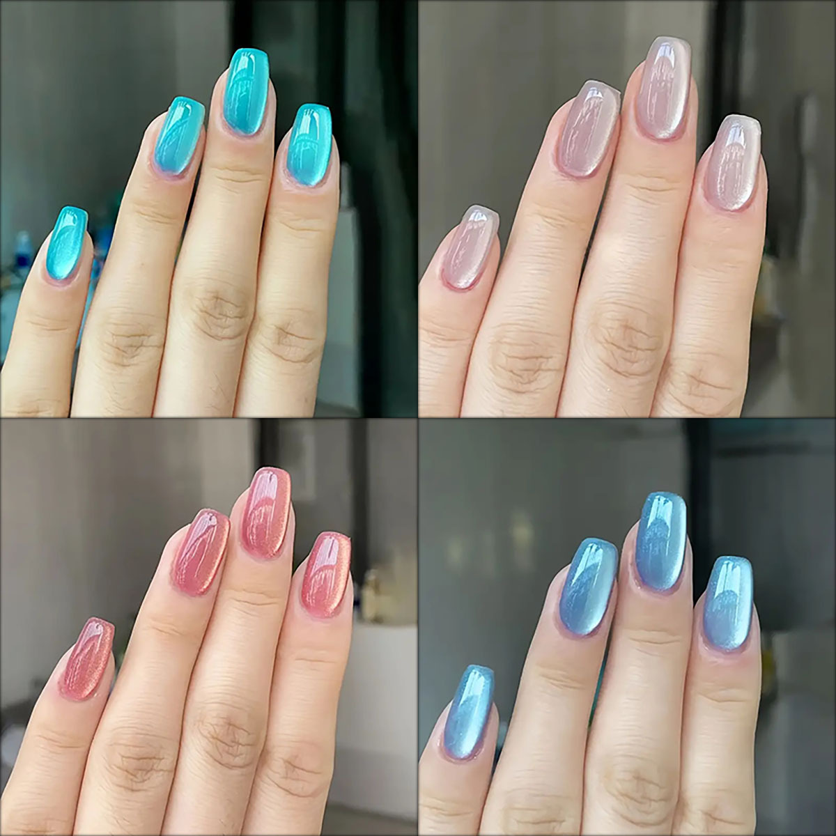 24pcs/30pcs short square balle - Nail Art Pink Cat Eye 评论和价格