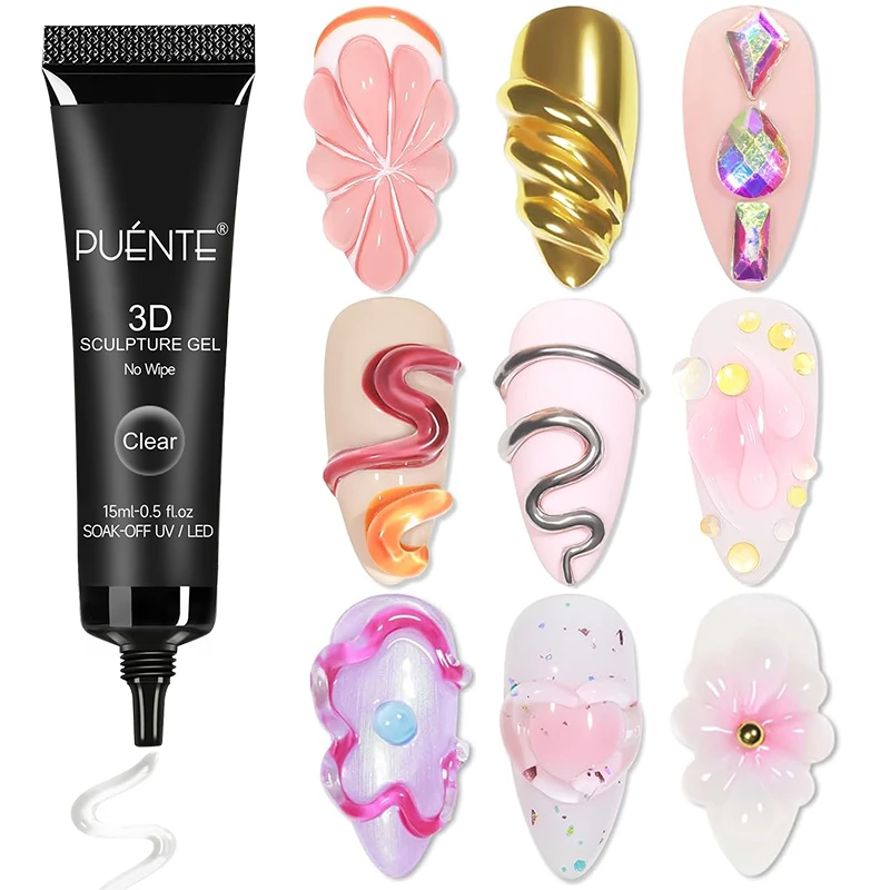 15ML Clear 3D No Wipe Sculptur - Nail Art Chrome 评论和价格