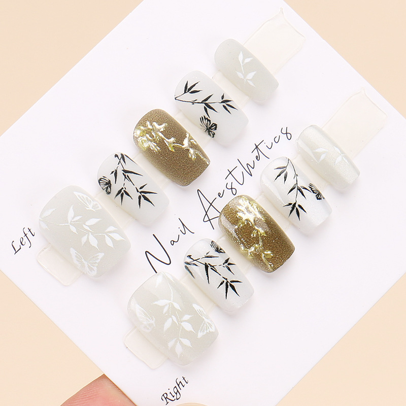 24pcs/set New Chinese Style Ba - Press On Nail Set 评论和价格