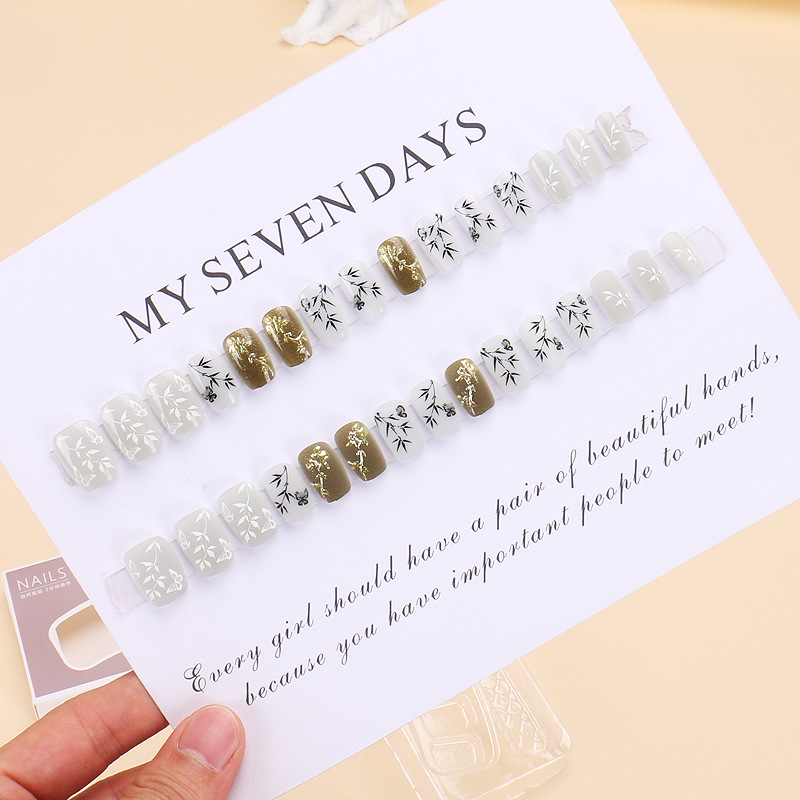 24pcs/set New Chinese Style Ba - Press On Nail Set 评论和价格