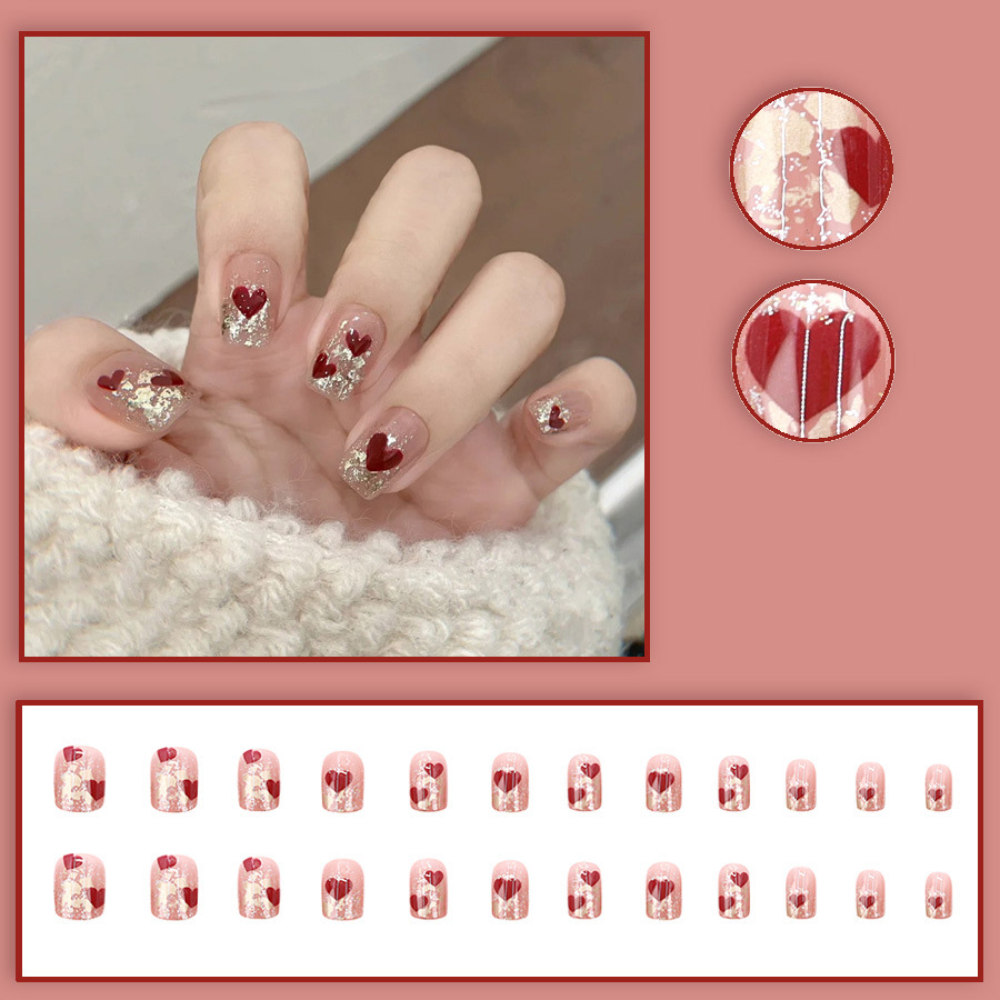 24pcs/set Short Square fake na - Press On Nail Set 评论和价格