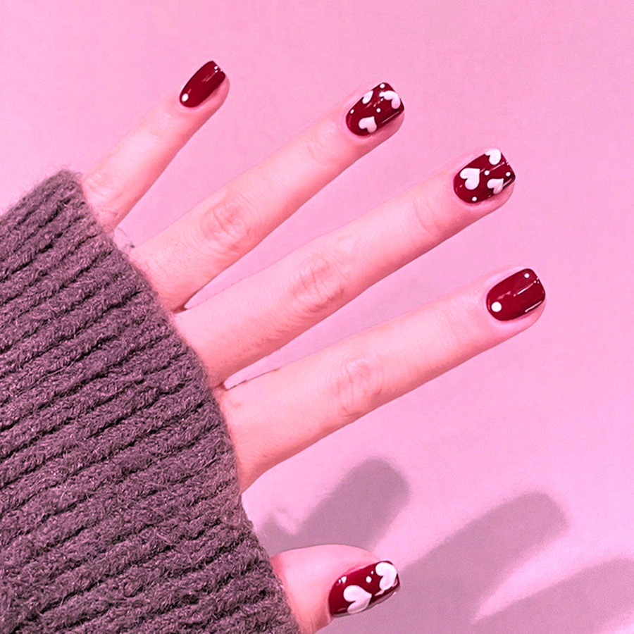 24pcs/set Short Square fake na - Press On Nail Set 评论和价格