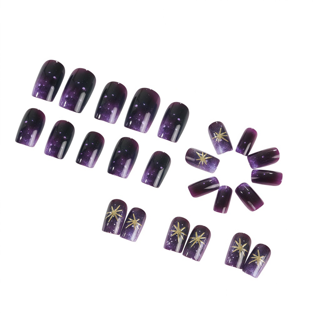 Short Medium fake nails gradie - Press On Nail Set 评论和价格