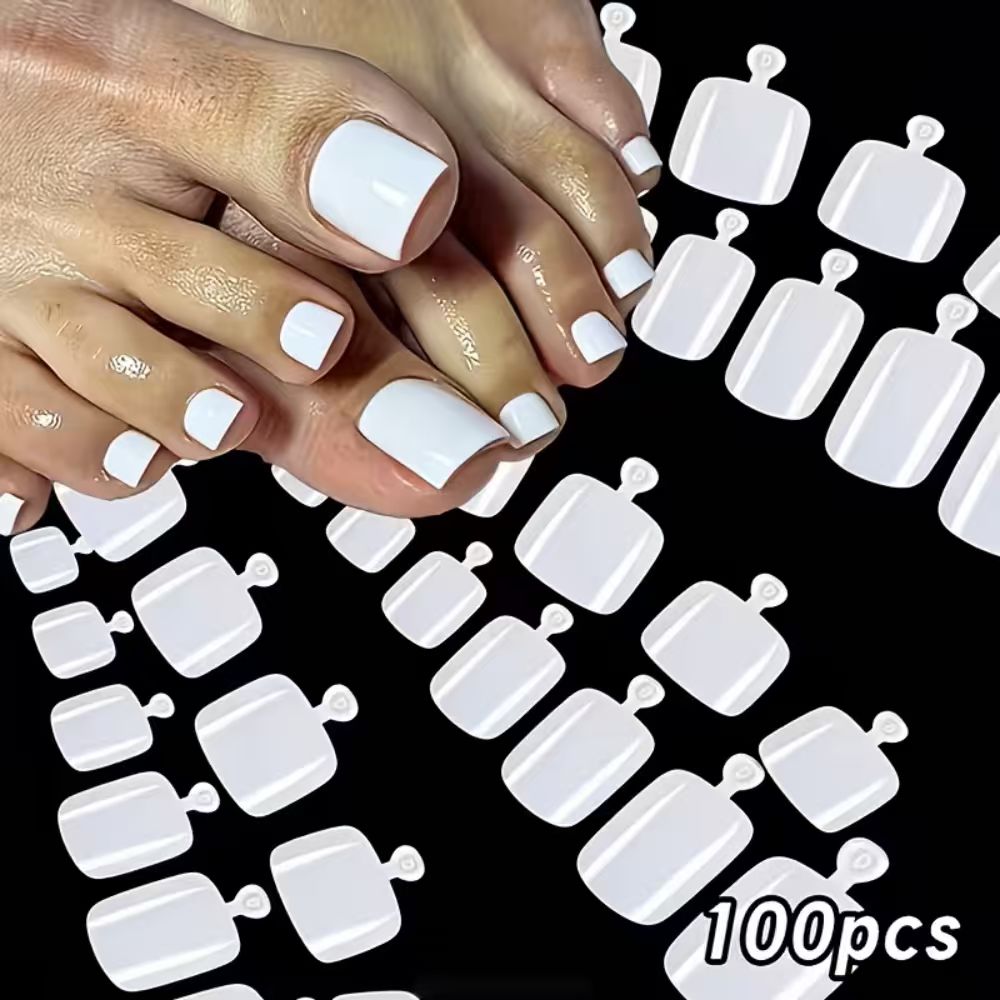 100pcs/Box French Tip Press-On - Press On Nail Set 评论和价格