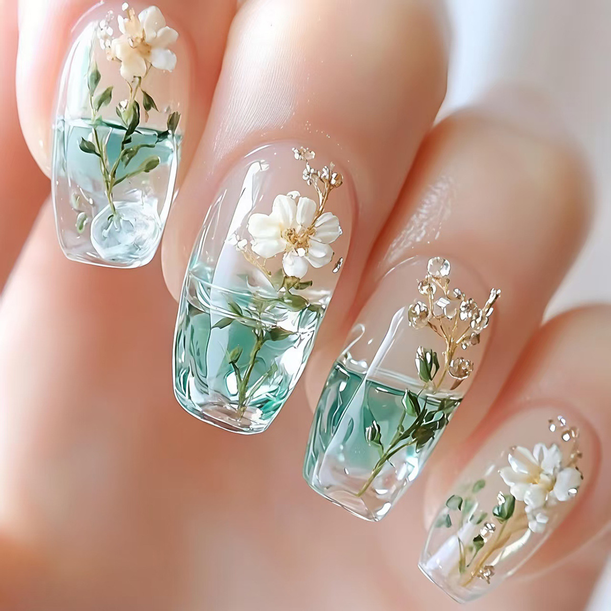 Medium fake nails for women gi - Press On Nail Set 评论和价格