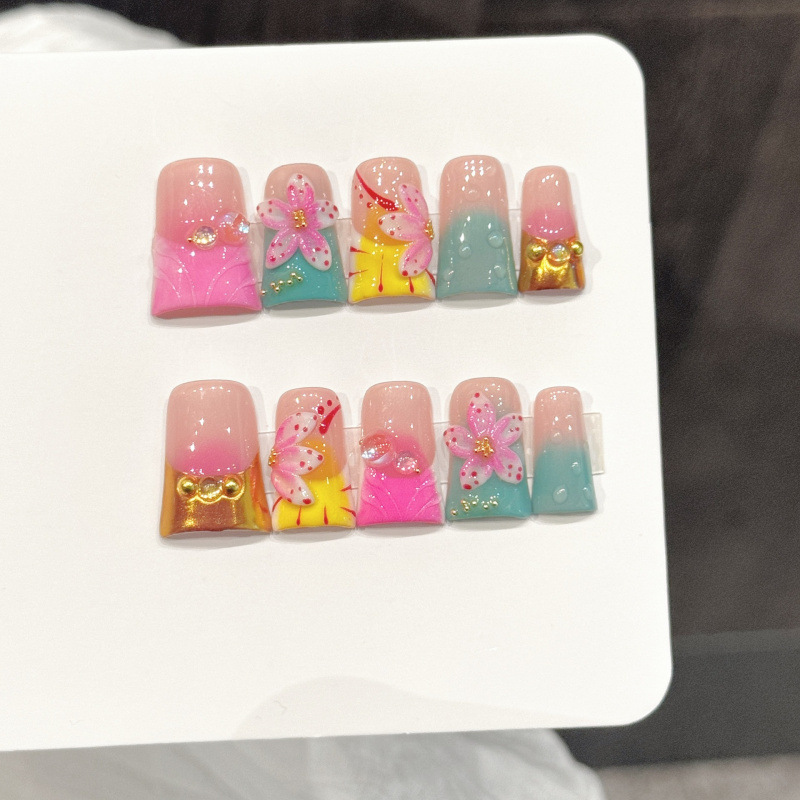 10pcs Ocean Style Fake Nails D - Press On Nail Set 评论和价格