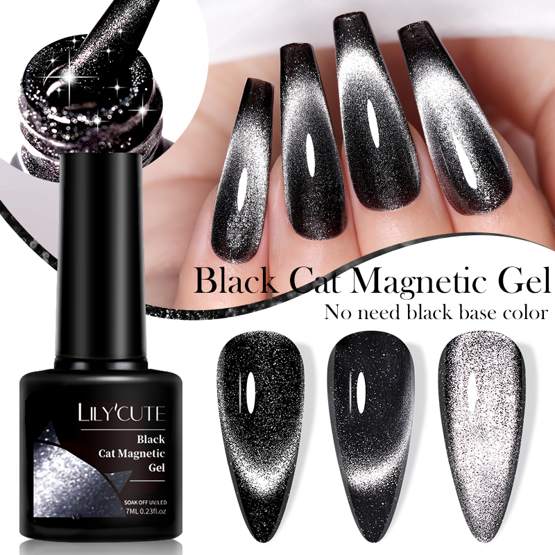 LILYCUTE 7ML Black Crystal Cat - Nail Art Chrome 评论和价格