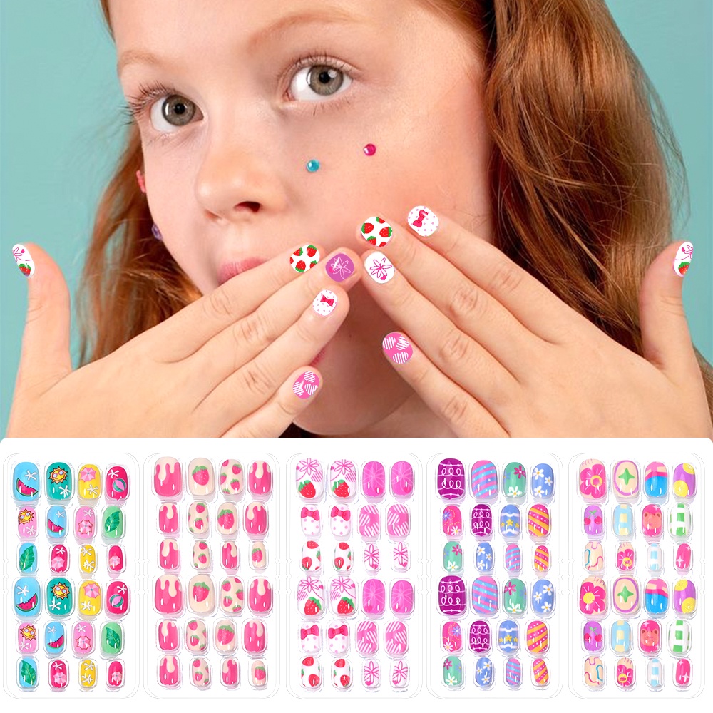 120-Piece 5-Set Candy Kids Pre - Press On Nail Set 评论和价格