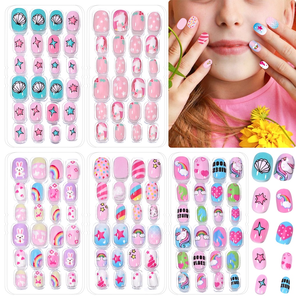 120-Piece 5-Set Candy Kids Pre - Press On Nail Set 评论和价格