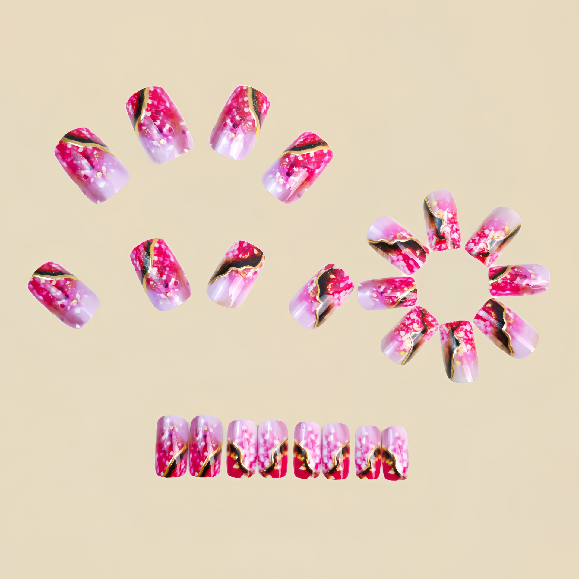 Medium fake nails for women gi - Press On Nail Set 评论和价格