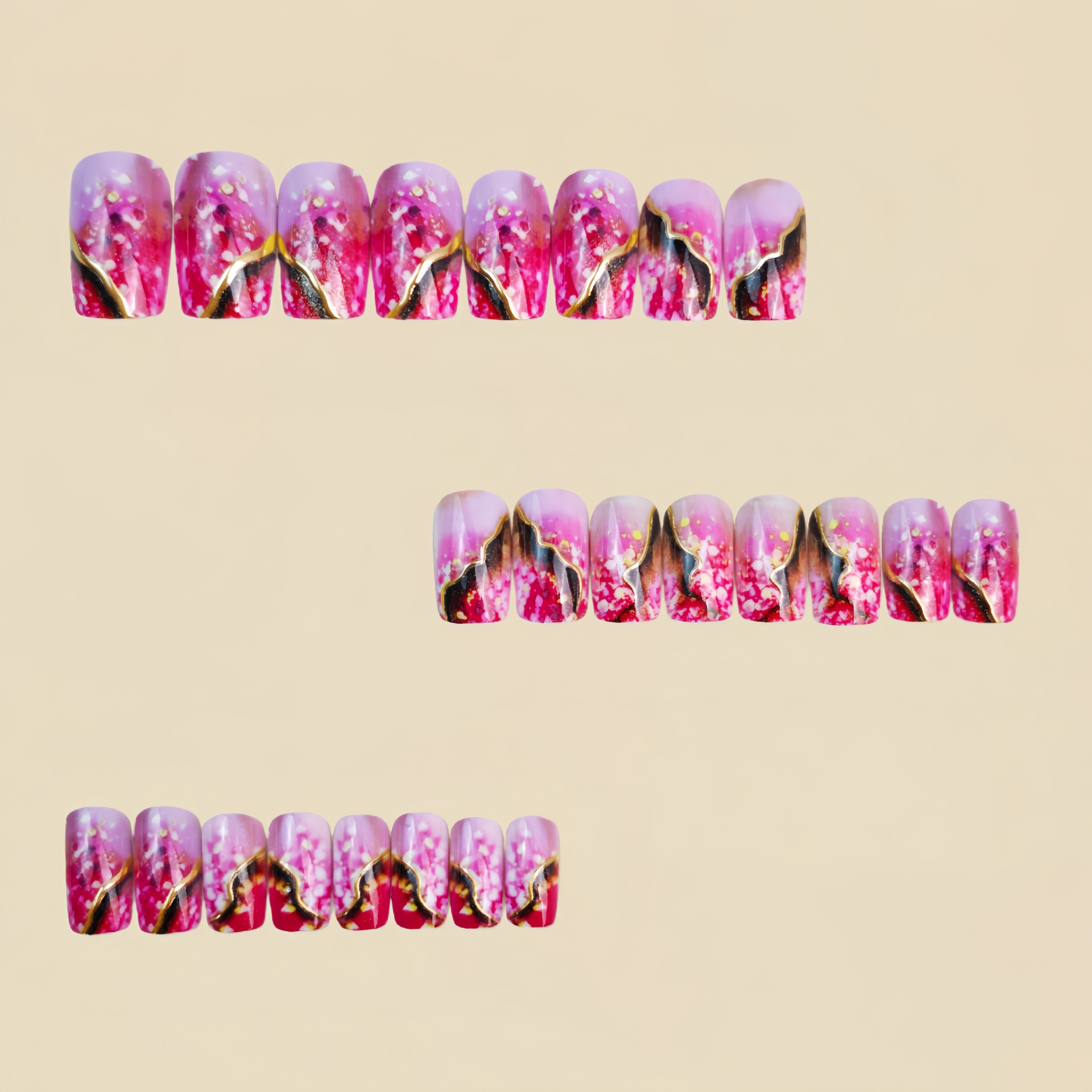 Medium fake nails for women gi - Press On Nail Set 评论和价格