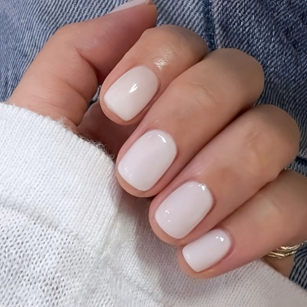 24PCS Milky White Press on Nai - Press On Nail Set 评论和价格