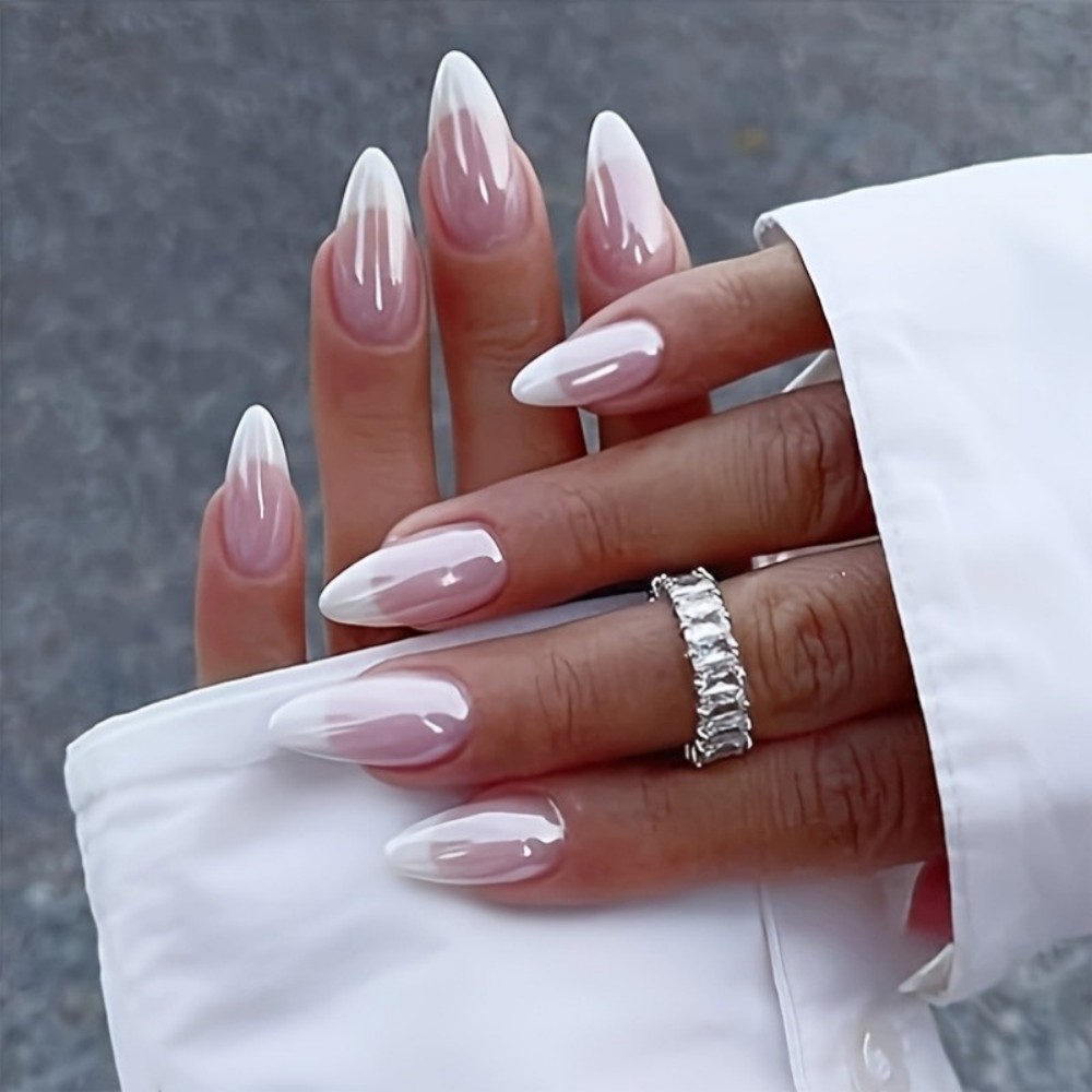 24PCS Milky White Press on Nai - Press On Nail Set 评论和价格