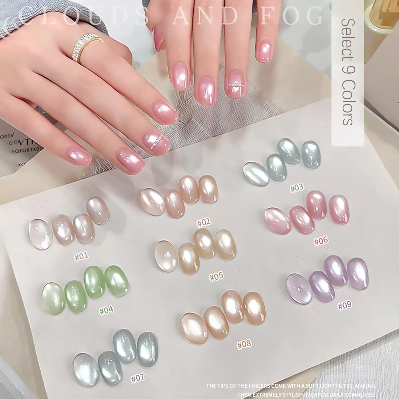 SHAKA 1pcs Clear Cloudy White  - Nail Art Pink Cat Eye 评论和价格